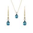 BOUCLES D'OREILLES ET COLLIER EN OR, TOPAZES, DIAMANTS - ENSEMBLES DE BIJOUX EN GEMMES - BIJOUX
