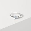AQUAMARINE RING WITH SMALL DIAMONDS IN WHITE GOLD - AQUAMARINE RINGS - RINGS
