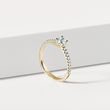 ROUND AQUAMARINE AND DIAMOND GOLD RING - AQUAMARINE RINGS - RINGS