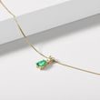 EMERALD AND DIAMOND PENDANT ON YELLOW GOLD CHAIN - EMERALD NECKLACES - NECKLACES