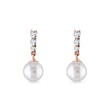 Pearl and diamond earrings in rose gold