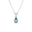 SWISS BLUE TOPAZ AND DIAMOND PENDANT ON WHITE GOLD CHAIN - TOPAZ NECKLACES - NECKLACES
