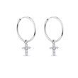 ANNEAUX EN OR BLANC AVEC CROIX EN DIAMANT - BOUCLES D'OREILLES EN DIAMANT - BOUCLES D'OREILLES