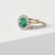 BAGUE EN OR BLANC 14 CT AVEC ÉMERAUDE ET DIAMANTS - BAGUES EN ÉMERAUDE - BAGUES