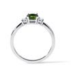 ROUND MOLDAVITE AND DIAMOND RING IN 14LK WHITE GOLD - MOLDAVITE RINGS - RINGS