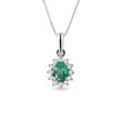 Smaragdový náhrdelník z bieleho zlata s diamantmi