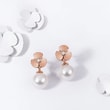 Diamond Pearl Earrings in Rose Gold