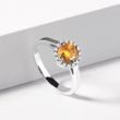 HALO STYLE RING WITH DIAMONDS AND CITRINE IN WHITE GOLD - CITRINE RINGS - 