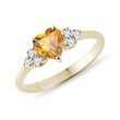 Citrin Ring mit Diamanten in Gelbgold