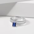 SAPPHIRE RING WITH DIAMONDS IN WHITE GOLD - SAPPHIRE RINGS - 
