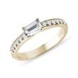 EMERALD CUT MOISSANITE AND DIAMOND RING IN YELLOW GOLD - YELLOW GOLD RINGS - RINGS