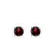 PUCES D'OREILLES EN OR BLANC AVEC GRENATS - BOUCLES D'OREILLES EN GRENAT - BOUCLES D'OREILLES