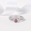 RING WITH A ROUND TOURMALINE AND DIAMONDS IN WHITE GOLD - TOURMALINE RINGS - 