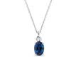 SAPPHIRE AND BEZEL DIAMOND WHITE GOLD NECKLACE - SAPPHIRE NECKLACES - NECKLACES