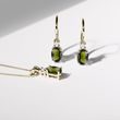 OHRRINGE AUS GELBGOLD MIT OVALEN MOLDAVITEN UND DIAMANTEN - OHRRINGE MIT MOLDAVIT - OHRRINGE