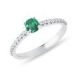 EMERALD AND DIAMOND RING IN 14K WHITE GOLD - EMERALD RINGS - RINGS