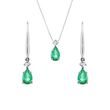 EMERALD EARRING AND PENDANT SET IN WHITE GOLD - JEWELLERY SETS - FINE JEWELLERY