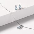 AQUAMARINE AND DIAMOND PENDANT NECKLACE IN WHITE GOLD - AQUAMARINE NECKLACES - NECKLACES