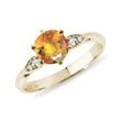 Citrine and diamond ring in yellow gold