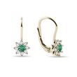 OHRRINGE BLUMEN MIT SMARAGDEN UND DIAMANTEN IN GOLD - OHRRINGE MIT SMARAGD - OHRRINGE