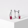WHITE GOLD EARRINGS WITH RUBIES AND DIAMONDS - RUBY EARRINGS - 