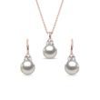 SCHMUCKSET MIT AKOYAPERLEN UND DIAMANTEN IN ROSÉGOLD - PERLENSCHMUCK SETS - PERLEN