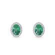 EMERALD AND DIAMOND OVAL EARRINGS IN WHITE GOLD - EMERALD EARRINGS - EARRINGS