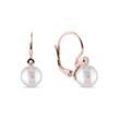 Pearl and diamond leverback earrings in rose gold