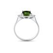 BAGUE EN OR BLANC, MOLDAVITE TAILLE COUSSIN - BAGUES EN MOLDAVITE - BAGUES