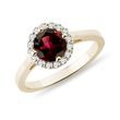 GOLD RING WITH GARNET AND DIAMONDS - GARNET RINGS - RINGS