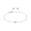 SET AUS OHRRINGEN UND ARMBAND MIT HERZFORM IN 14KT WEISSGOLD - SCHMUCK-SETS - SCHMUCK