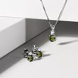 ELEGANT WHITE GOLD MOLDAVITE EARRINGS WITH DIAMONDS - MOLDAVITE EARRINGS - EARRINGS