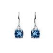 BOUCLES D'OREILLES EN OR BLANC AVEC TOPAZES LONDON BLUE DIAMANTS - BOUCLES D'OREILLES EN TOPAZE - BOUCLES D'OREILLES