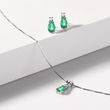 WHITE GOLD PENDANT WITH EMERALD AND BRILLIANT - EMERALD NECKLACES - NECKLACES