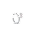 WHITE GOLD HUGGIE SINGLE EAR CUFF WITH FRESHWATER PEARL - PEARL EARRINGS - PEARL JEWELRY