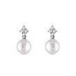 BOUCLES D'OREILLES EN OR BLANC 14 CT AVEC PERLES ET DIAMANTS - BOUCLES D'OREILLES EN PERLES - PERLES