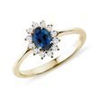 Sapphire and diamond ring in yellow gold