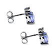 BOUCLES D'OREILLES EN OR BLANC 14 CT AVEC TANZANITES ET DIAMANTS - BOUCLES D’OREILLES EN TANZANITE - BOUCLES D'OREILLES