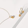 OVAL CITRINE AND DIAMOND GOLD NECKLACE - CITRINE NECKLACES - 