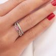 PINK SAPPHIRE AND DIAMOND ENGAGEMENT RING IN WHITE GOLD - SAPPHIRE RINGS - 