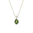 GOLDCOLLIER MIT MOLDAVIT IM TROPFENSCHLIFF UND DIAMANTEN - KETTEN MIT MOLDAVIT - KETTEN
