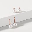 PEARL AND DIAMOND LEVERBACK EARRINGS IN ROSE GOLD - PEARL EARRINGS - PEARL JEWELRY