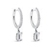 BOUCLES D'OREILLES EN OR BLANC AVEC MOISSANITES TAILLE ÉMERAUDE - BOUCLES D'OREILLES EN OR BLANC - BOUCLES D'OREILLES