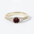 Gold Ring with Garnet and White Diamonds