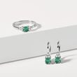 EMERALD AND DIAMOND RING IN 14K WHITE GOLD - EMERALD RINGS - RINGS