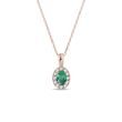 EMERALD AND DIAMOND HALO NECKLACE IN ROSE GOLD - EMERALD NECKLACES - NECKLACES