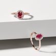 Ruby ​​ring with diamonds in rose gold