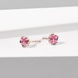 BOUCLES D'OREILLES EN OR ROSE AVEC SAPHIRS ROSES - BOUCLES D'OREILLES EN SAPHIR - BOUCLES D'OREILLES