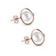 PUCES D'OREILLES EN OR ROSE AVEC PERLES D'EAU DOUCE ET DIAMANTS - BOUCLES D'OREILLES EN PERLES - PERLES