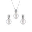 PEARL AND DIAMOND EARRING AND NECKLACE SET IN WHITE GOLD - PEARL SETS - PEARL JEWELRY
